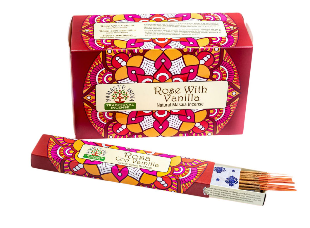 INCENSO NATURALE NAMASTE INDIA - ROSE WITH VANILLA